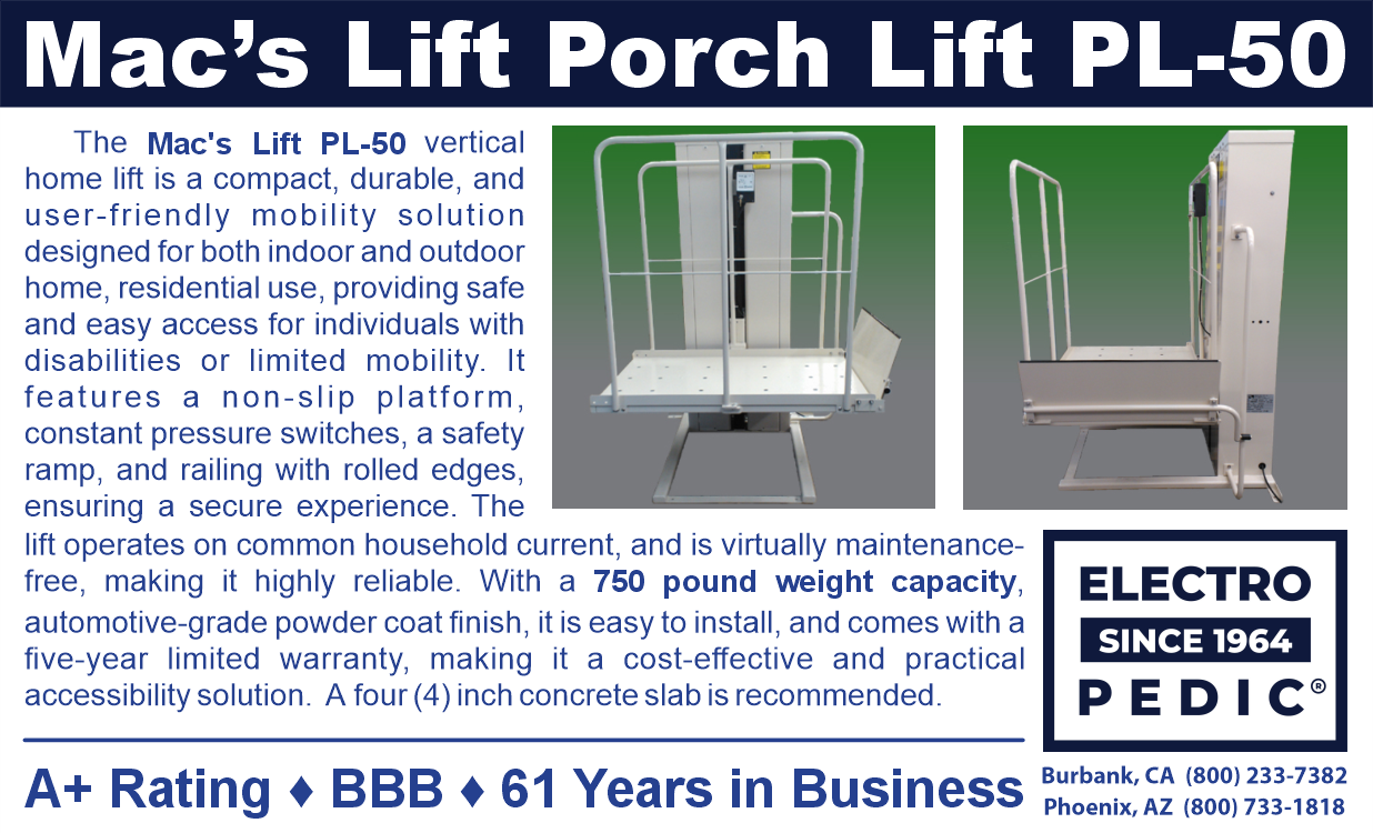 Mac's Lift PL-50 vertical platform porch lift for Las Vegas mobile homes and porches